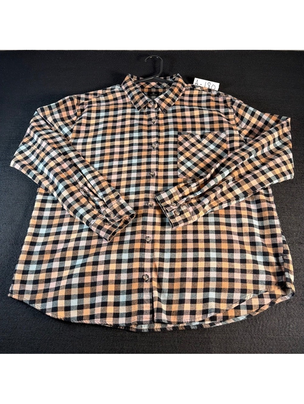 Volcom Womens L Plaid Flannel Shirt 100% Cotton Button Up Multicolor Fall
